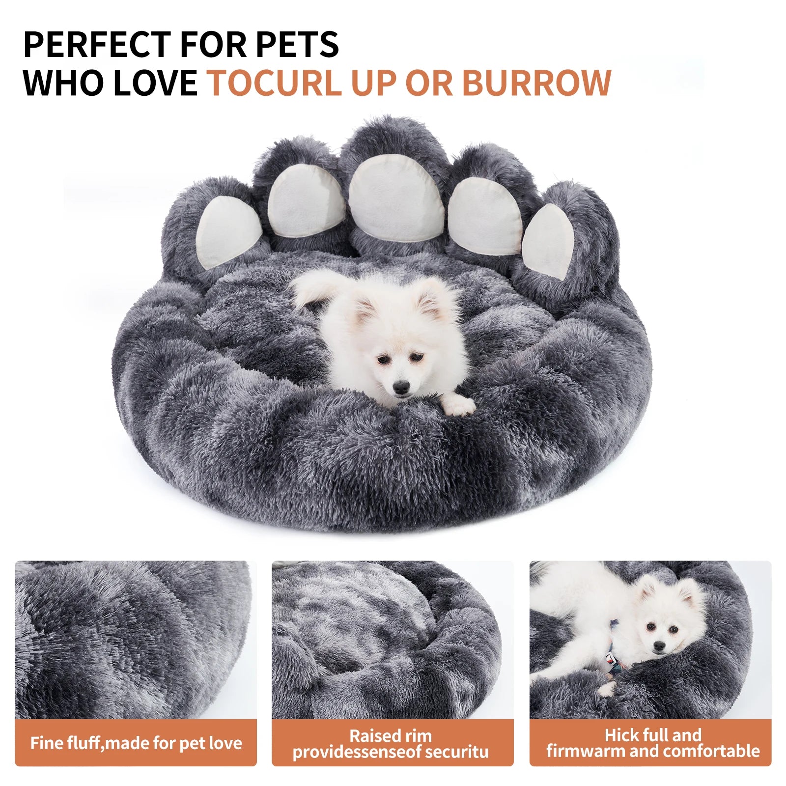 Cozy Comfy Dog Bed Paw Shape