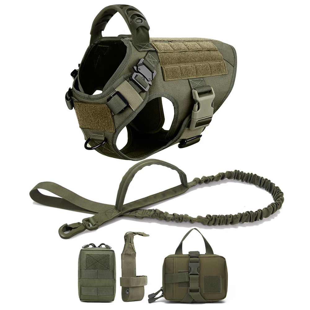 Military Dog Harness Leash Bags Set