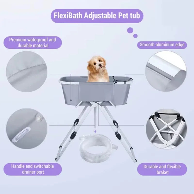 Foldable Pet Dog Bathing Station Adjustable, Ideal For Medium To Large Pets
