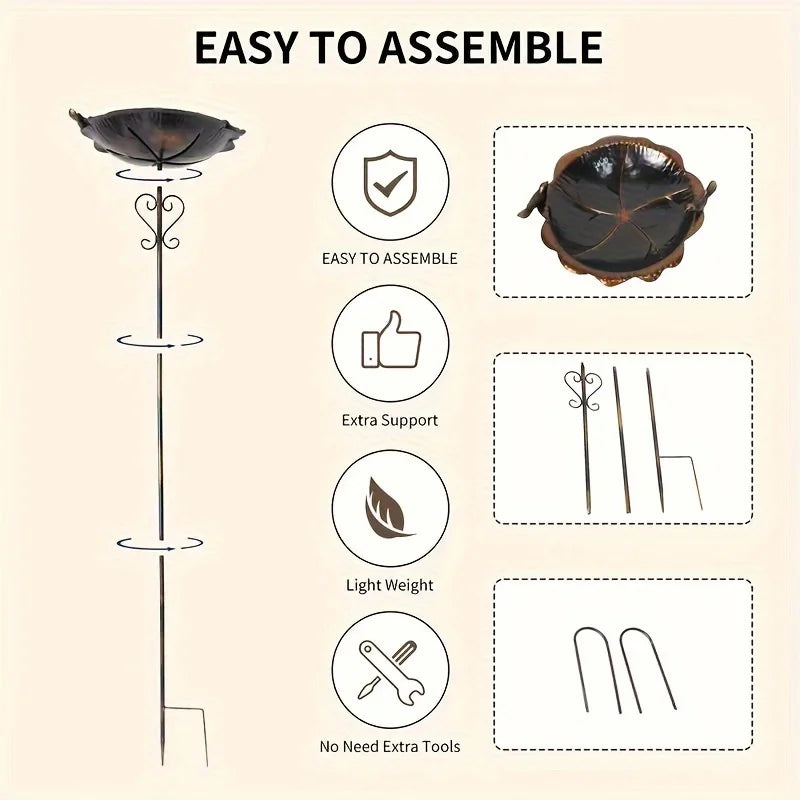 47.5" Metal Leaf-Shaped Bird Feeder Stake