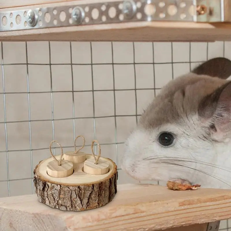 Hamster Foraging Toy – Wooden Treat Dispenser for Small Pet Enrichment