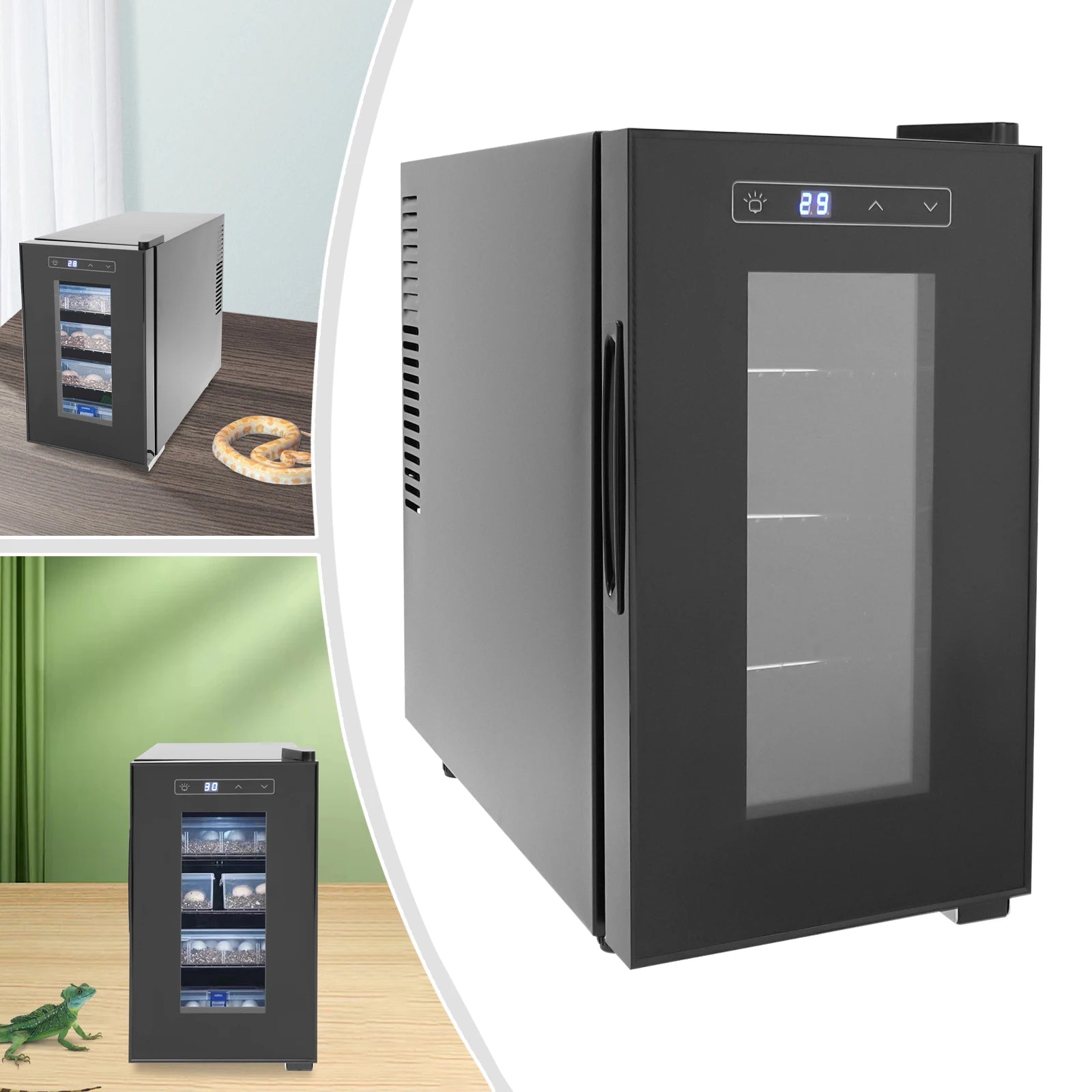 Professional Reptile Egg Incubator w/Precise 50-104°F Digital Thermostat, Auto Heating/Cooling for Snakes/Lizards/Turtles