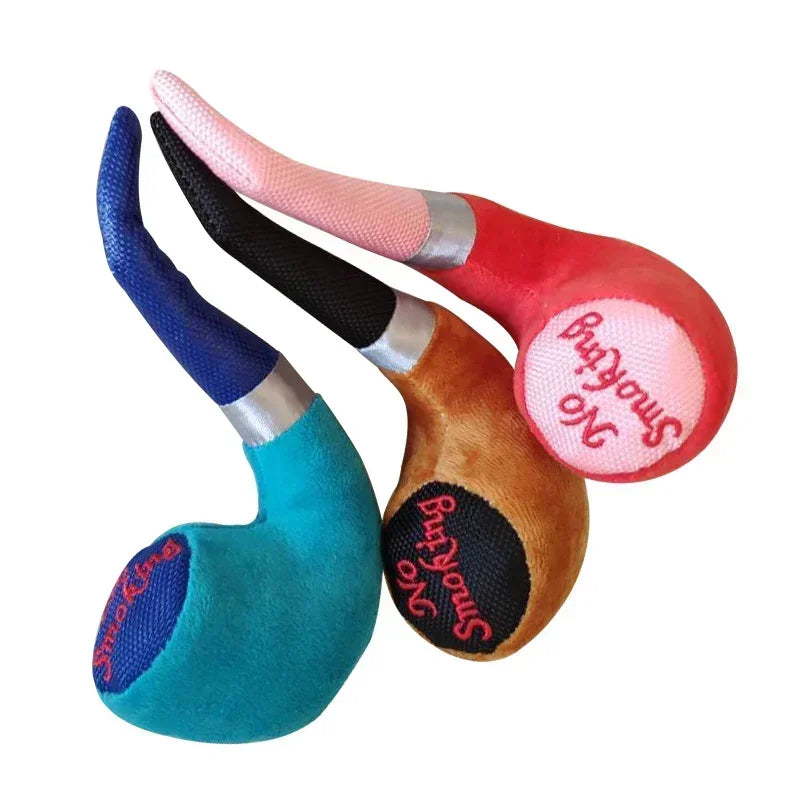 1Pc Plush Squeak Smoking Pet Toys