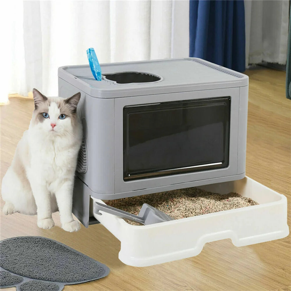 Large Hooded Cat Litter Box Tray Drawer Type