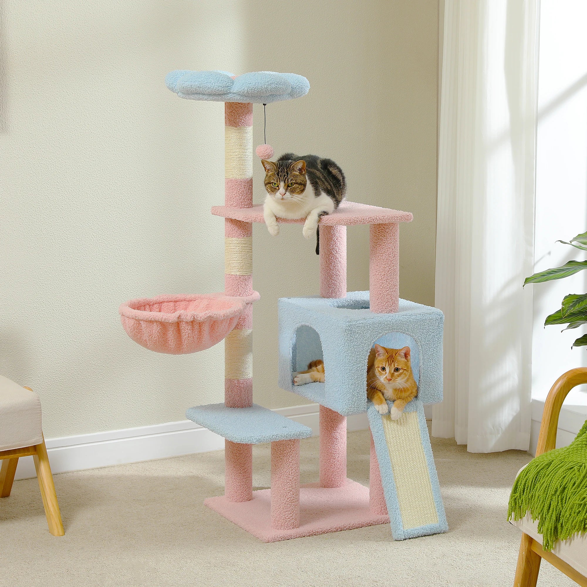 Multi-Level Cat Tower with Sisal Covered Scratching Posts for Indoor Small Medium Cats Top Perch