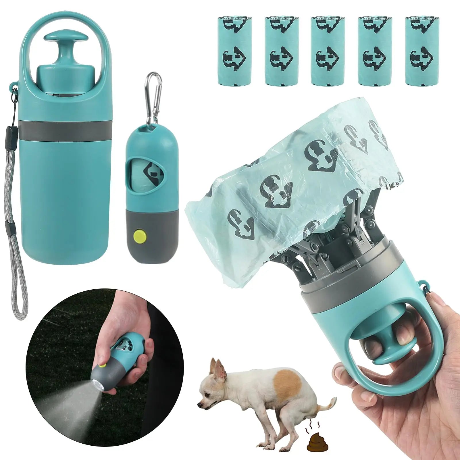 360 Portable Pooper Scooper with Bag Attachment & Dispenser