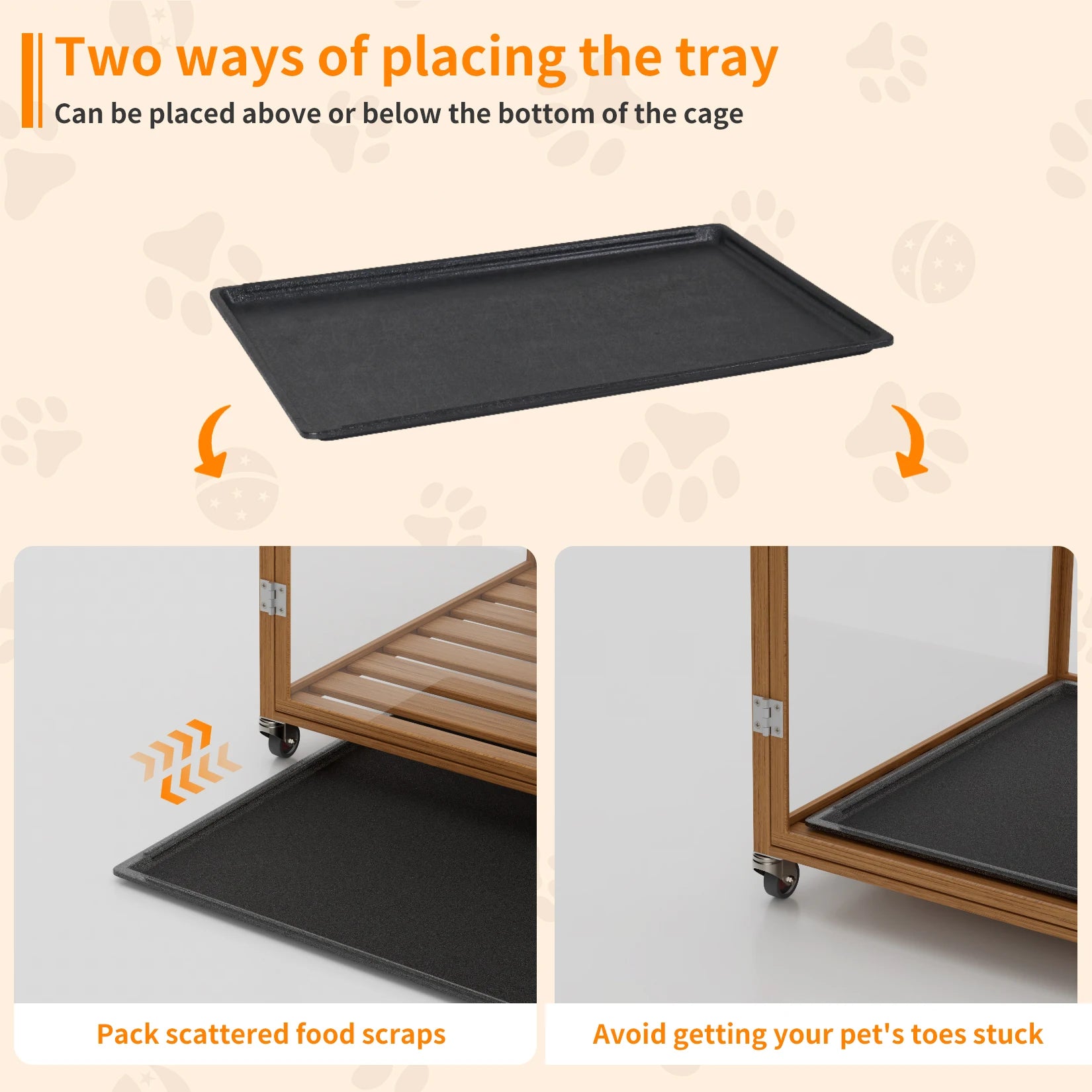 Self-Innovative Dog Cage: First Tempered Glass Dog Cage Aluminum Frame with Dual Doors and Wheels