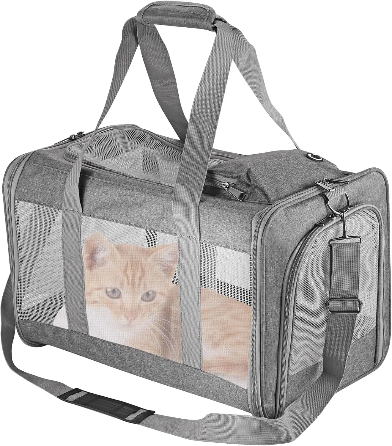 Airline Approved Pet Carrier for Cats Dogs Soft Travel Bag with Breathable Honeycomb Board ,Removable Support Board for Vet