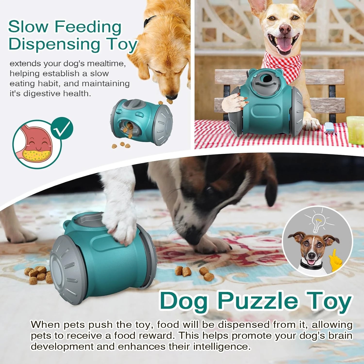 Engaging interactive non-slip rubber dog puzzle toy for mental stimulation - challenging and fun treat feeding