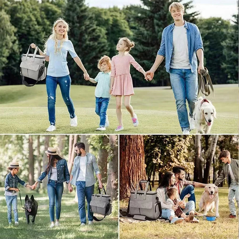 Travel Bag Backpack for Week Away/Overnight, w/ 2 Food Bags 1 Waterproof Placemat 2 Foldable Bowls