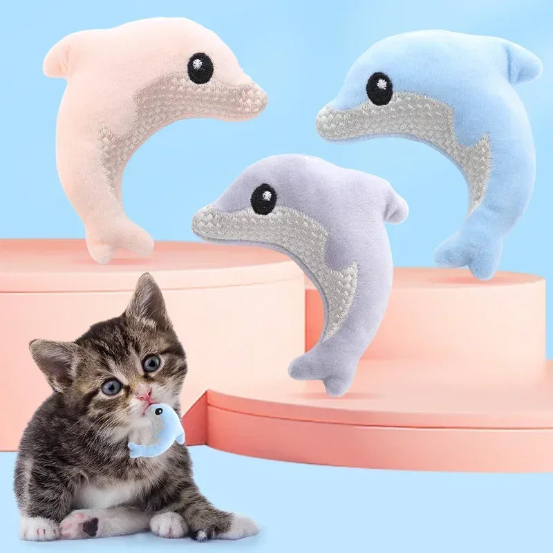 cat toy Cute stuffed animal baby dolphin with catnip