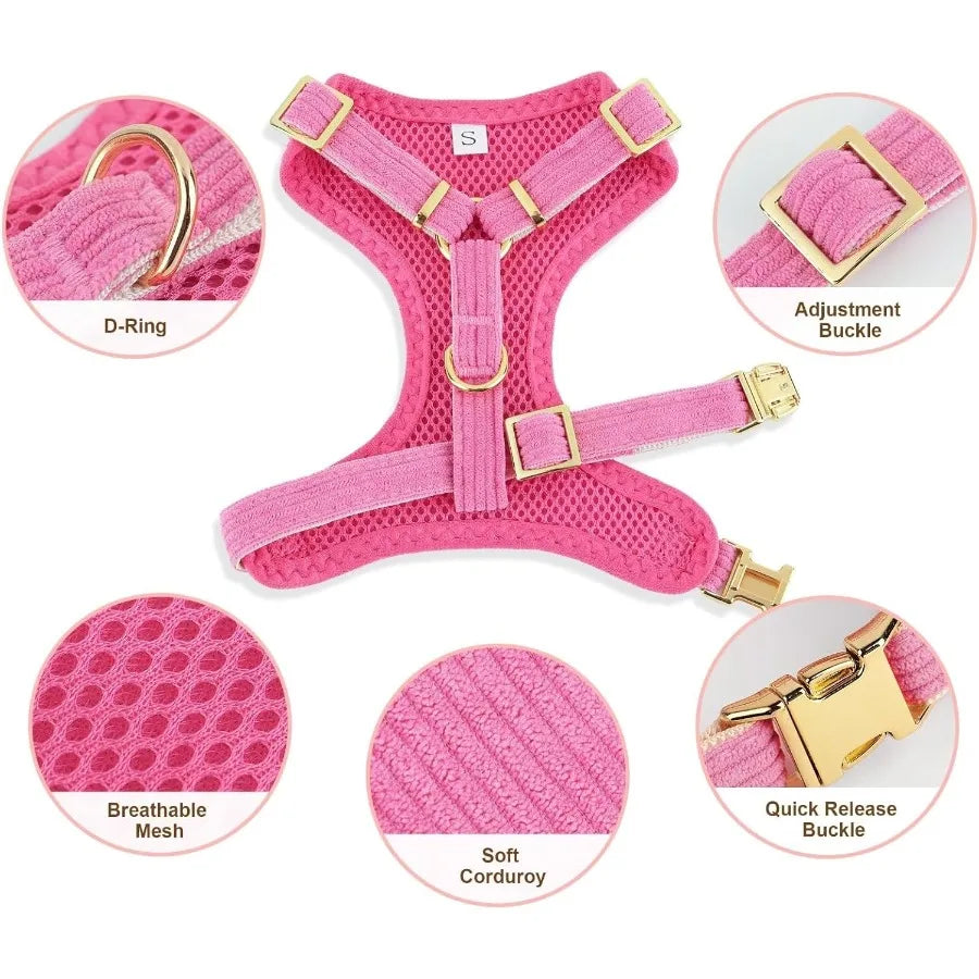 Cute Small Dog Harness Collar Leash Set Adjustable