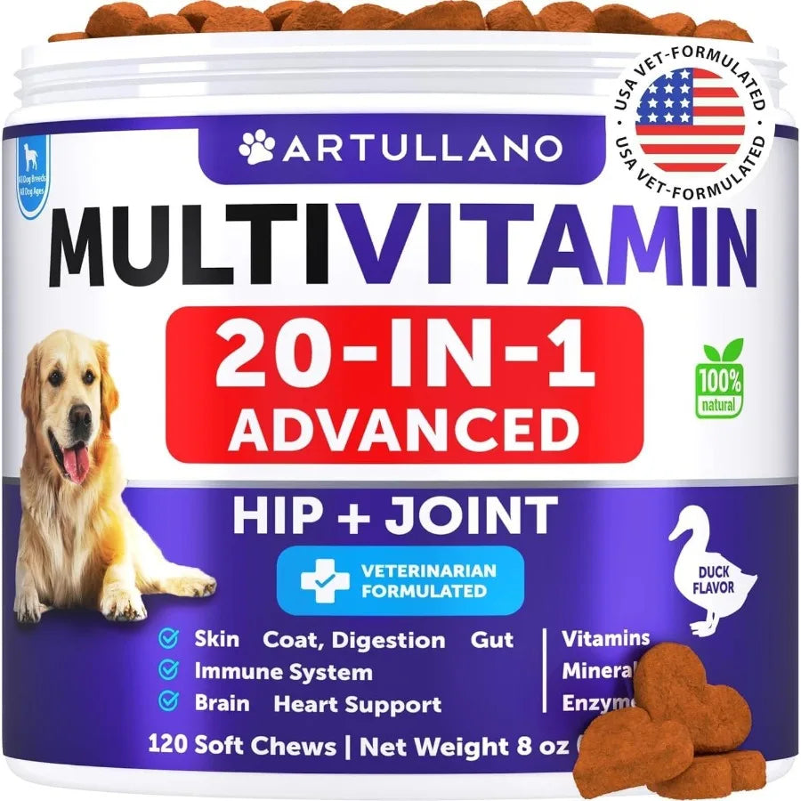 Dog Multivitamin Chewable with Glucosamine 20 in 1 Dog Vitamins and Supplements Senior Puppy Multivitamin for Dogs Pet Joint Su