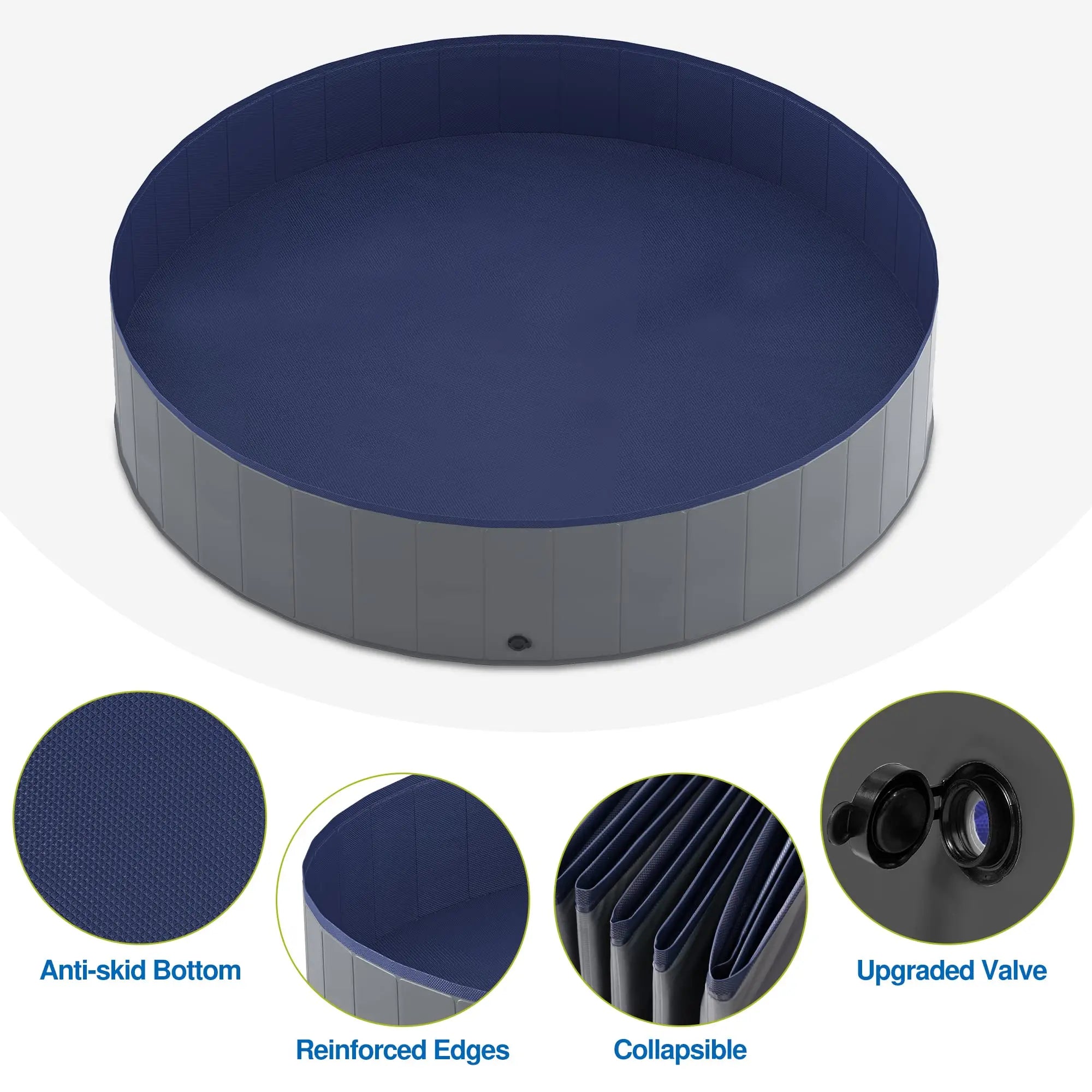 Foldable Pet Swimming Tub, Anti-Slip Collapsible, Hard Plastic