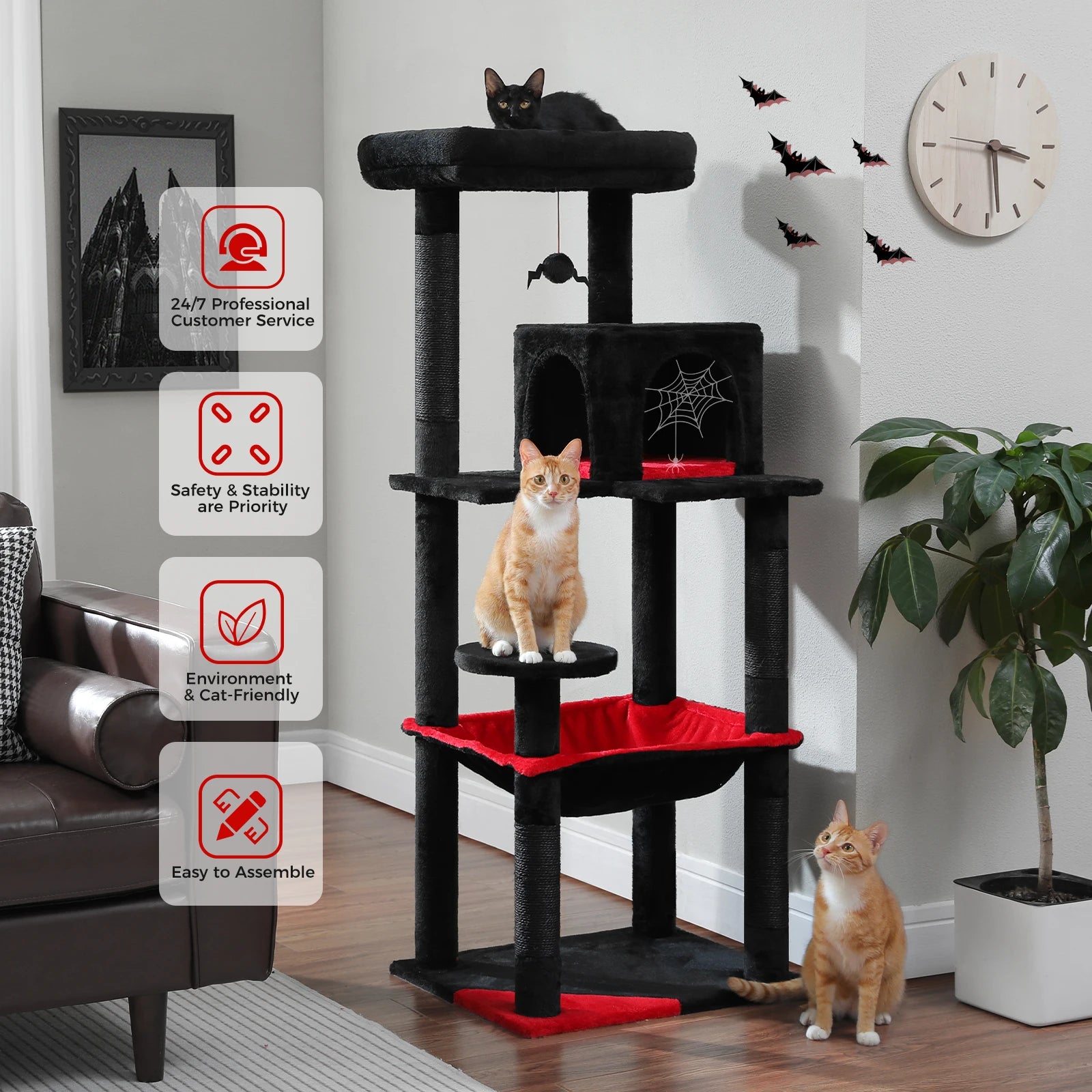 Tall Cat Tower with Super Large Hammock,