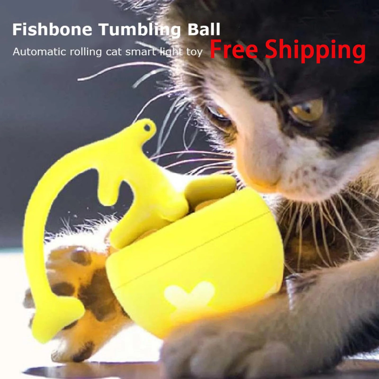 Cat toy fish bone spinning ball electric