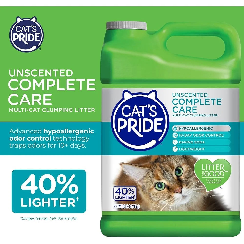 Premium Lightweight Clumping Cat Litter Hypoallergenic Odor Control Unscented Multi-Cat Formula 10 Days Lasting Safe Sensitive