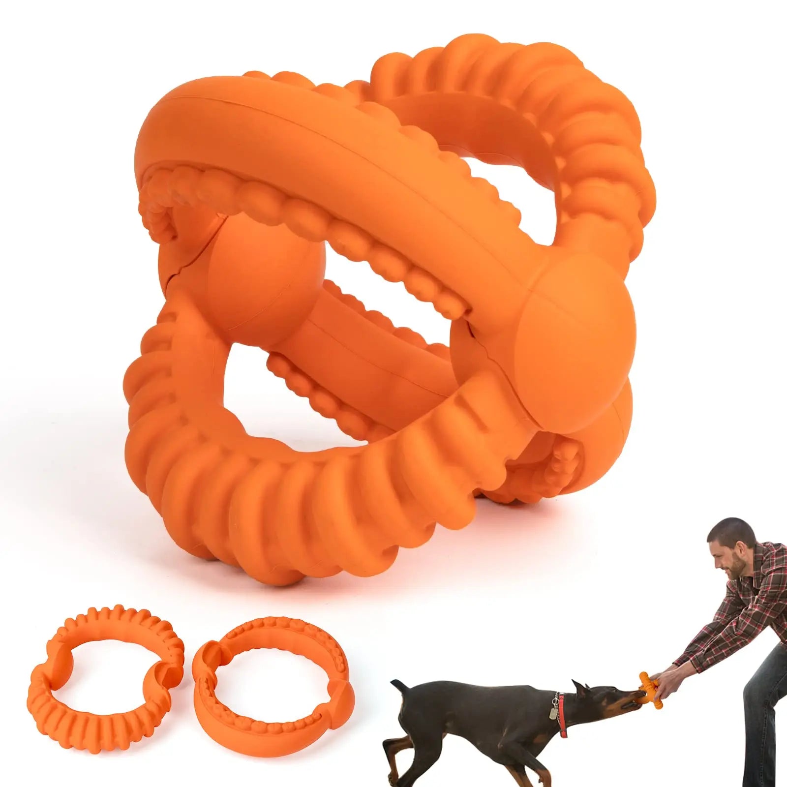 Detachable Dog Tug of War Toy with 2 Rings Suitable for Large Dogs