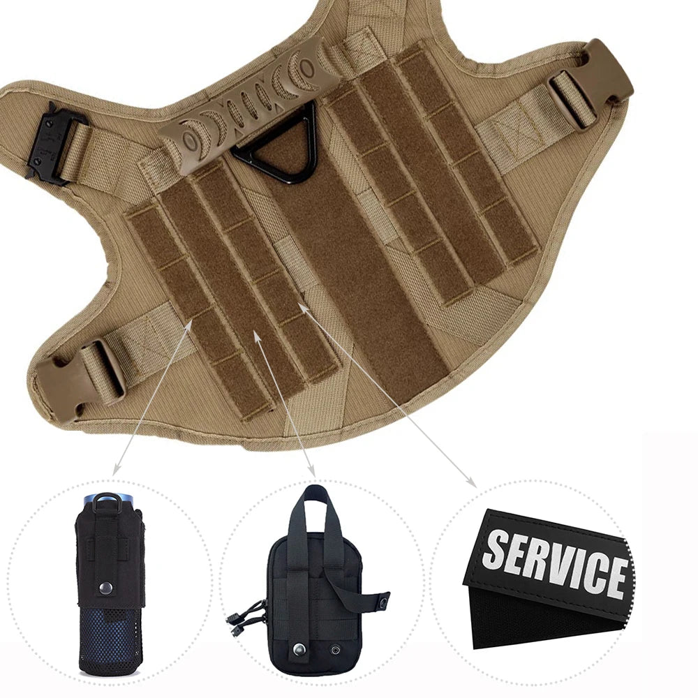 Military Dog Harness Leash Bags Set