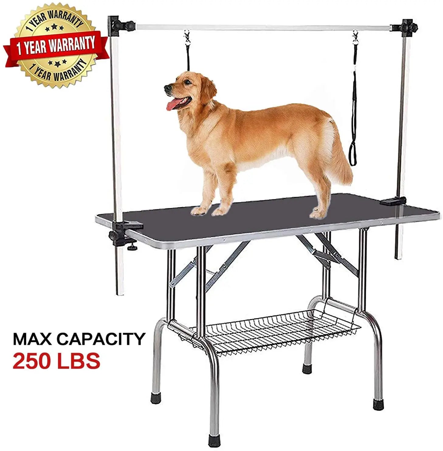 46in Pet Grooming Table Large Adjustable Portable w/Arm & Noose & Mesh Tray