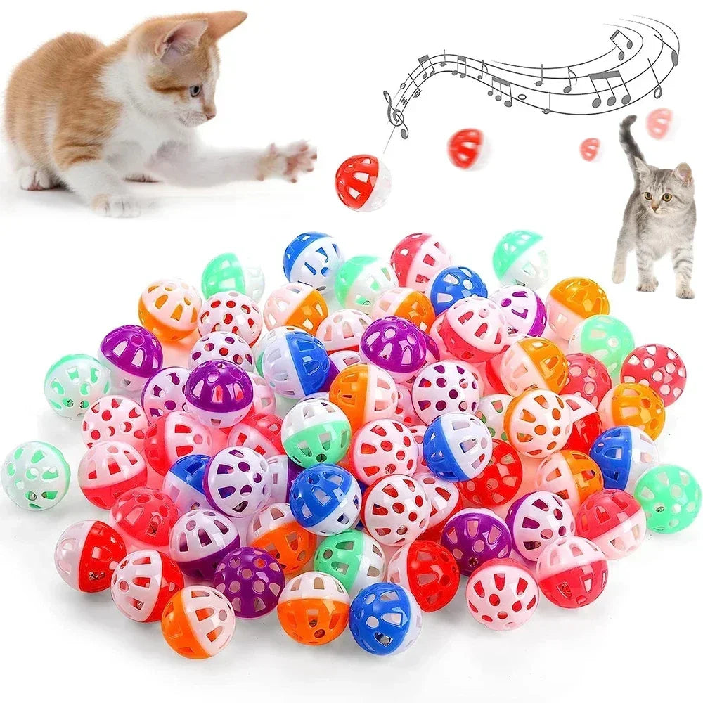 100Pcs Cat Toy Balls Plastic with Jingle