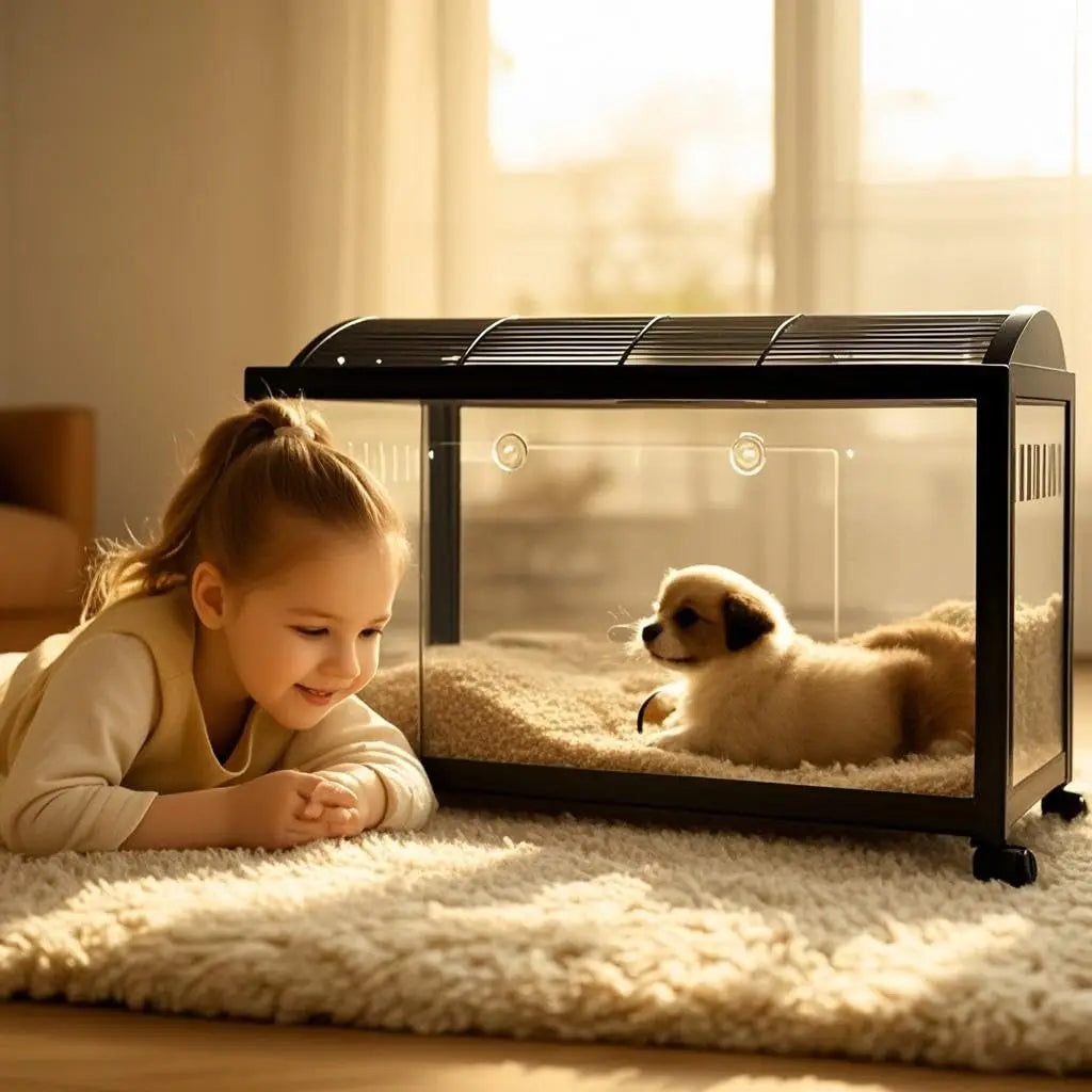 ,360° Viewing Transparent Hamster Habitats with Universal Wheels, Chew-Proof Dual Door