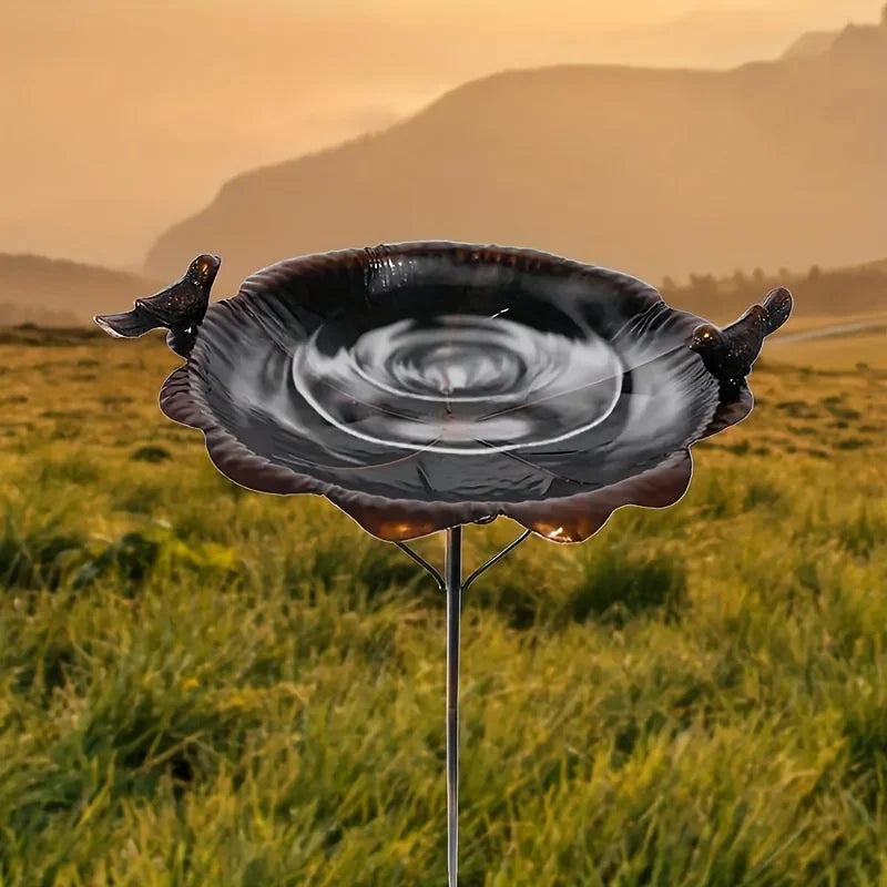 47.5" Metal Leaf-Shaped Bird Feeder Stake