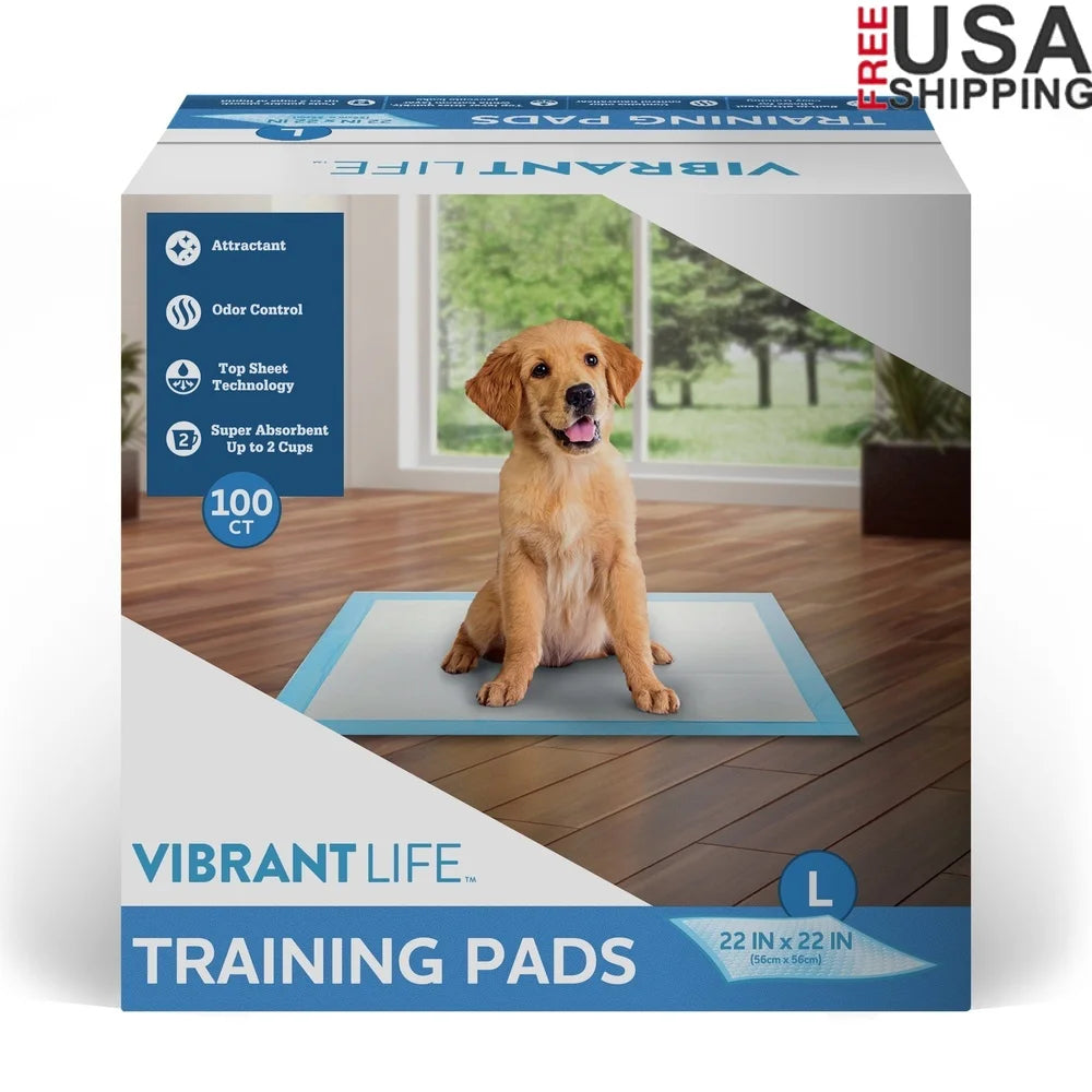Large Puppy Training Pads 22x22 Inches 100 Count Super Absorbent Odor Control Disposable