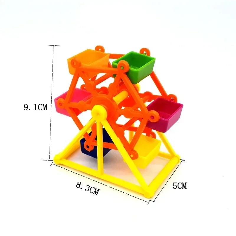 Creative Parrot Feeder Rotate Training Toys Intelligence Growth Cage Colorful Pecking Windmill Toy