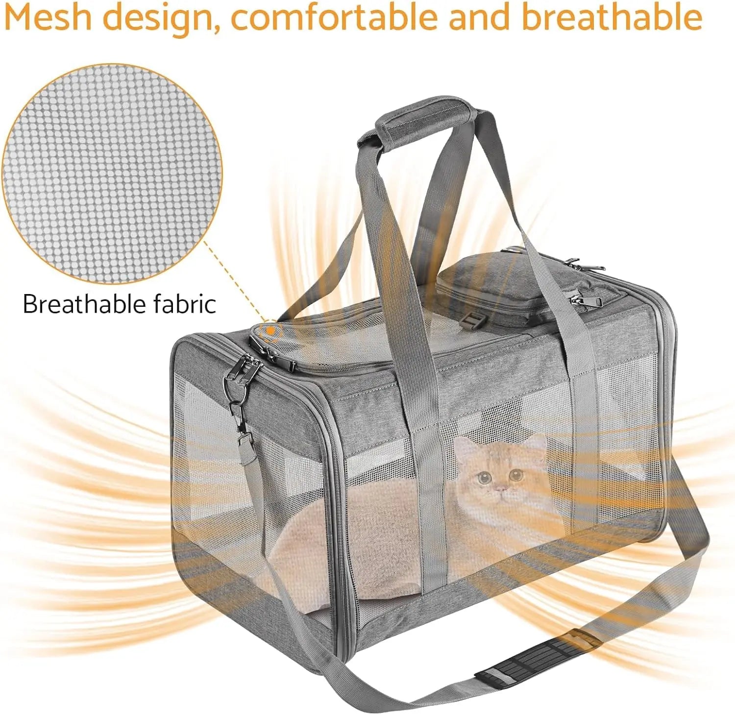 Airline Approved Pet Carrier for Cats Dogs Soft Travel Bag with Breathable Honeycomb Board ,Removable Support Board for Vet