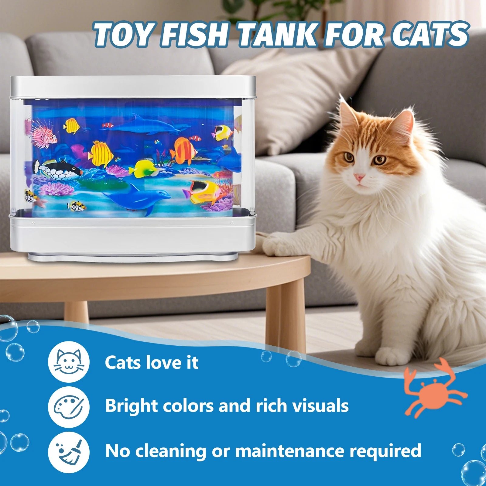 Artificial Aquarium: Fascinating Moving Pictures of Fish in Tank Decorative Sensory Aquarium Lamp Virtual Ocean in Motion