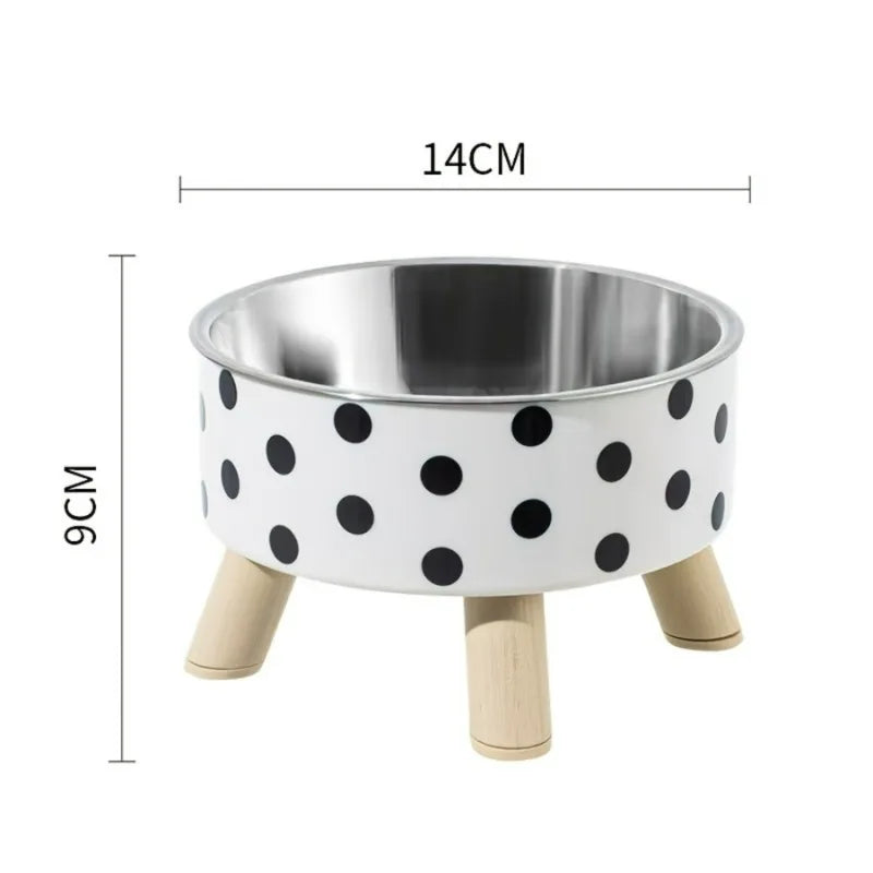 Elevated stainless steel cat bowl with neck protection design - anti slip