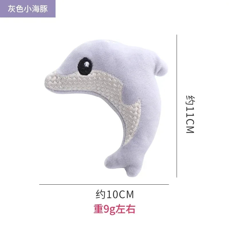 cat toy Cute stuffed animal baby dolphin with catnip