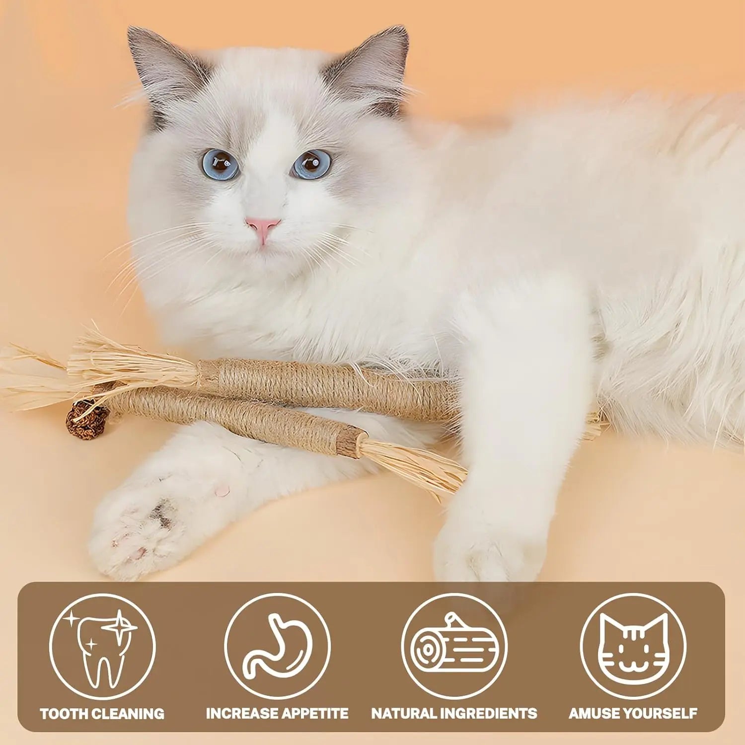 1/10 Silvervine Chew Sticks for Cats, Chew Toys for Kittens Teeth Cleaning, Calm Cat Anxiety, Aggressive Chewers Cat Dental Toy