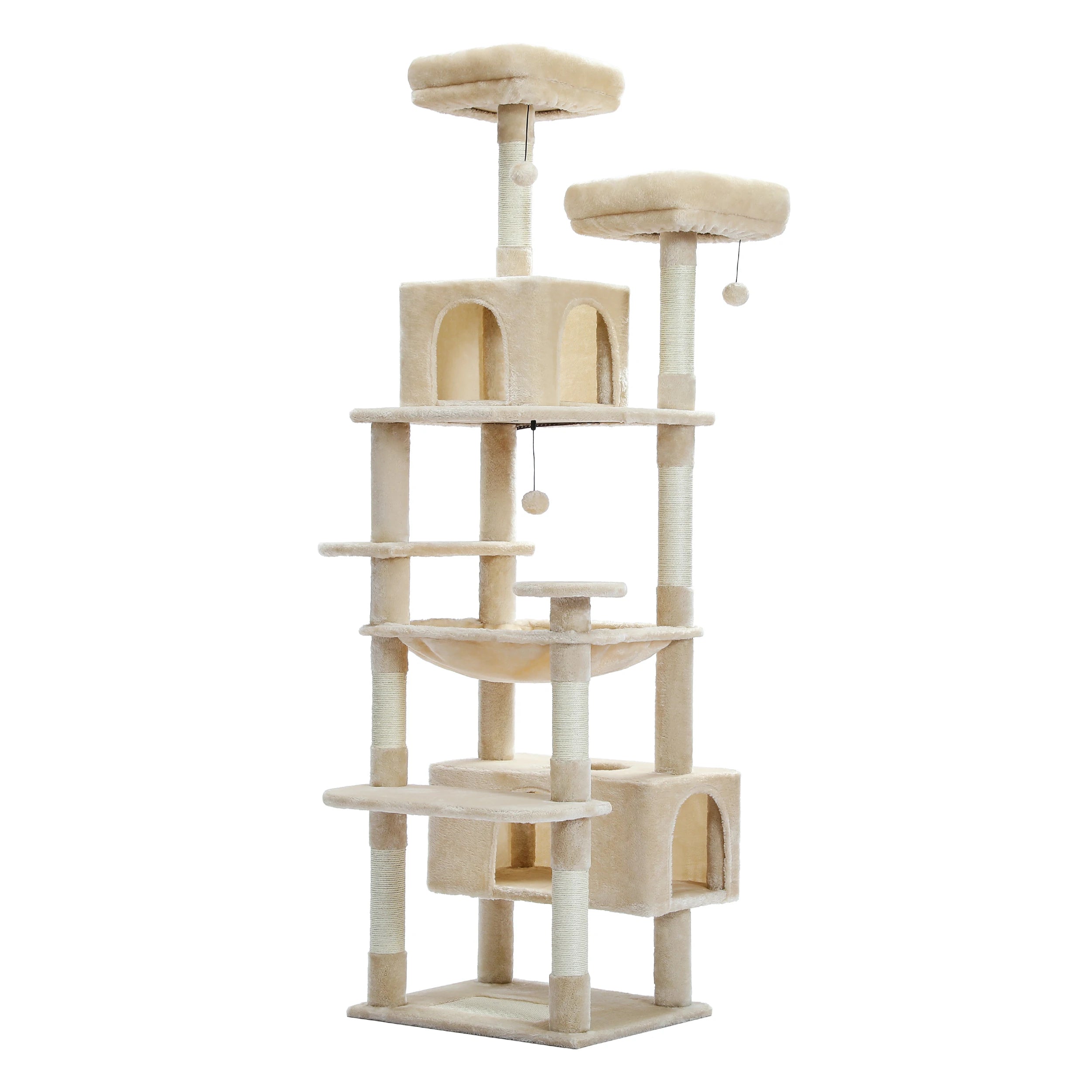 Multi-Level Plush Cat Condo with Scratching Posts Scratching Boards Perches Caves