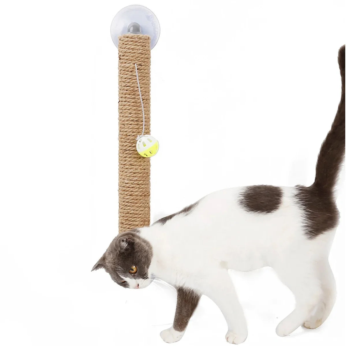 'Stick N' Claw' Sisal Rope and Toy Suction Cup Stick Shaped Cat Scratcher