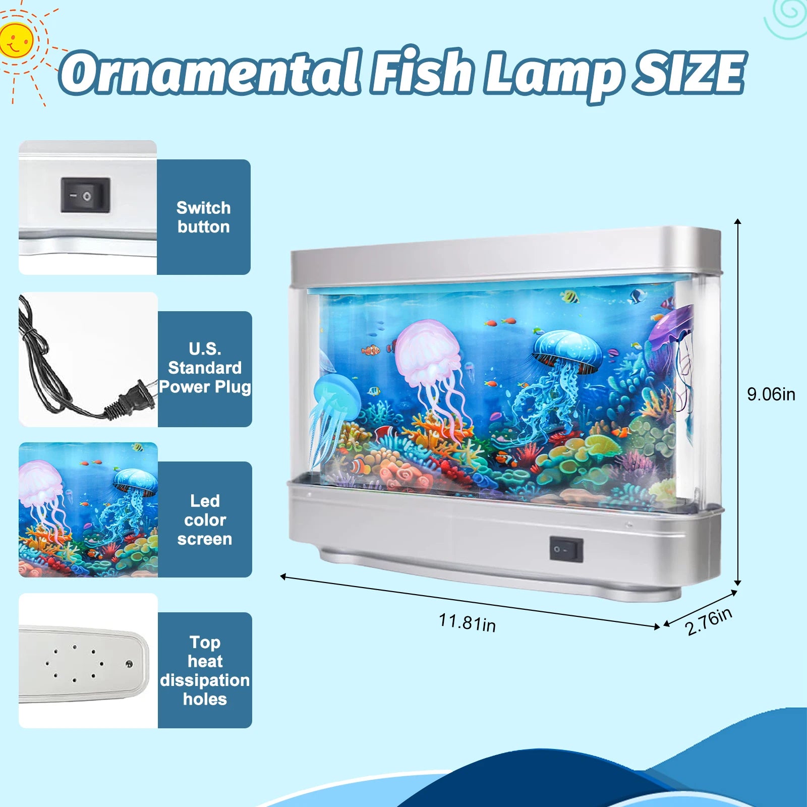 Artificial Aquarium: Fascinating Moving Pictures of Fish in Tank Decorative Sensory Aquarium Lamp Virtual Ocean in Motion