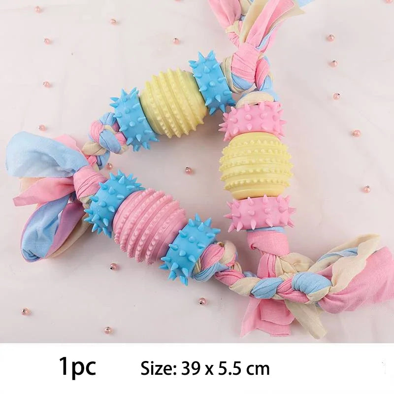 Pet Dog Toys For Small Dog Chews TPR Knot Toys Bite Resistant Molar Teeth Cleaning