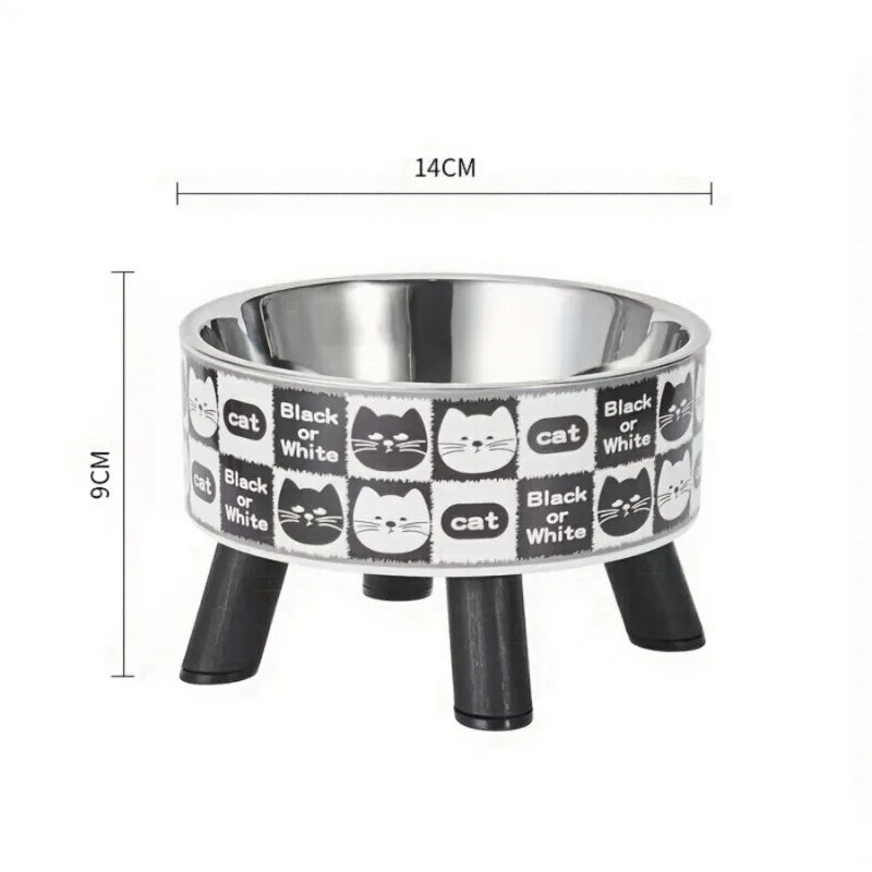Elevated stainless steel cat bowl with neck protection design - anti slip