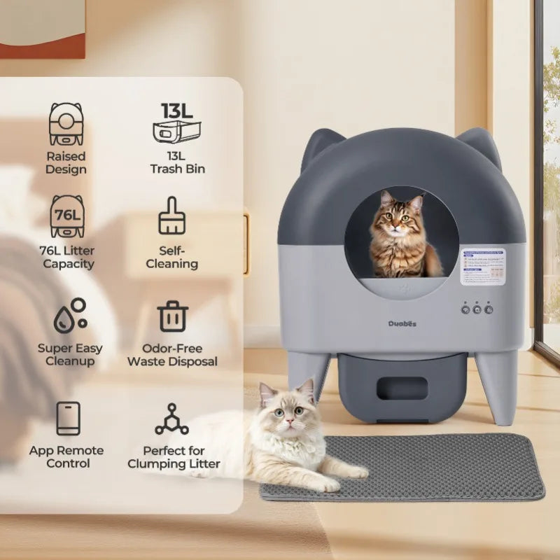 Automatic Cat Litter Box Extra Large Self Cleaning with APP Control