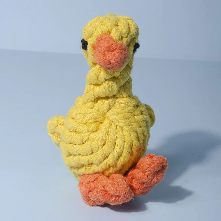 Duck Shaped Pet Knot Toy; plush dog chew toy