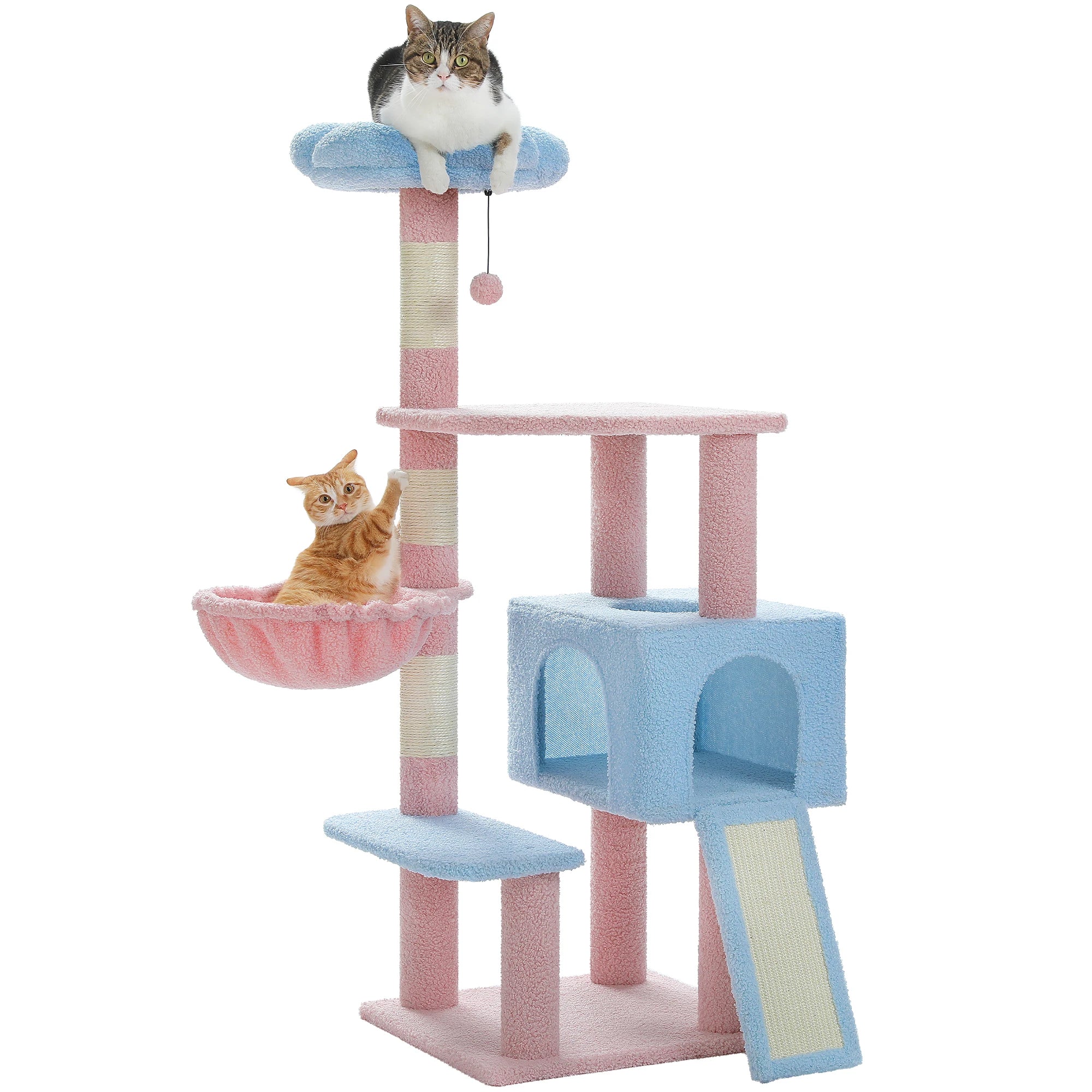 Multi-Level Cat Tower with Sisal Covered Scratching Posts  for Indoor Small Medium Cats Top Perch