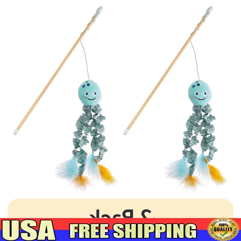 2 Pack Cat Toy Jellyfish Teaser with Catnip Soft Cuddly Buddy