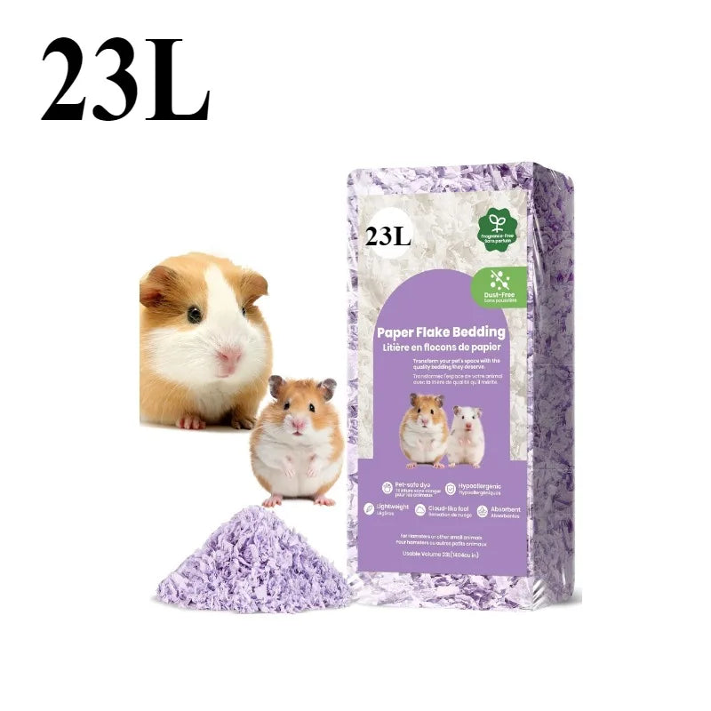 23L/50L Paper Small Pet Bedding Hamster Rabbits Guinea Pigs Odor Control Dust-Free Moisture Absorbent Natural Shavings Bedding