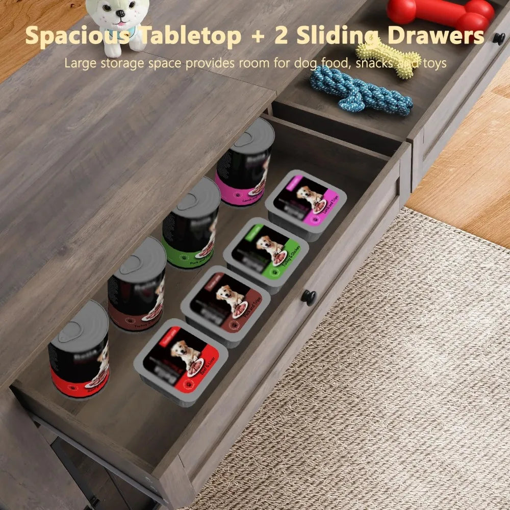 Wooden Dog Cage End Table with Charging Station