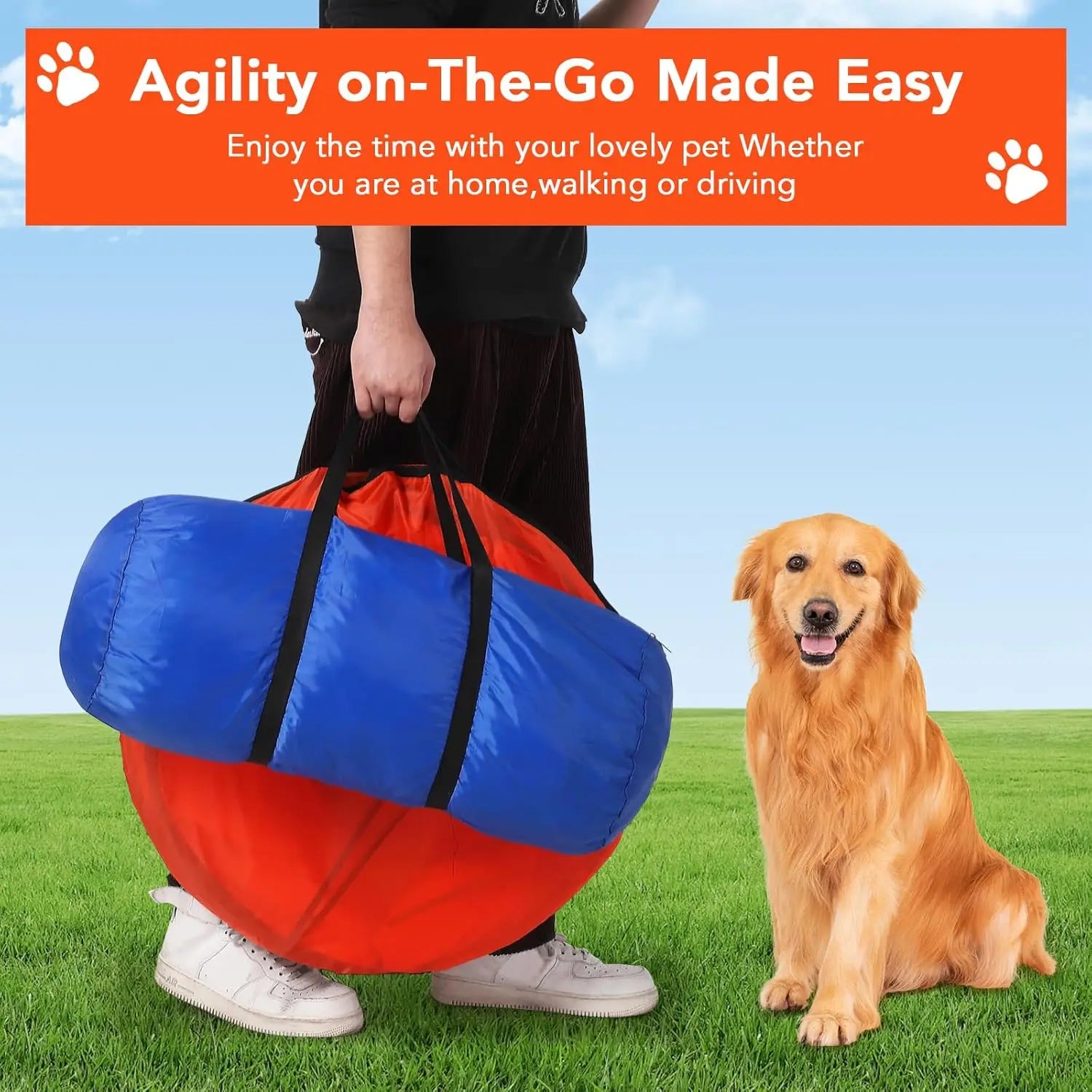87 Pcs Dog Agile Training Equipment Set Obstacle Course Kit with 70" Tunnel Tire Jump Hurdle Jump Weave Poles
