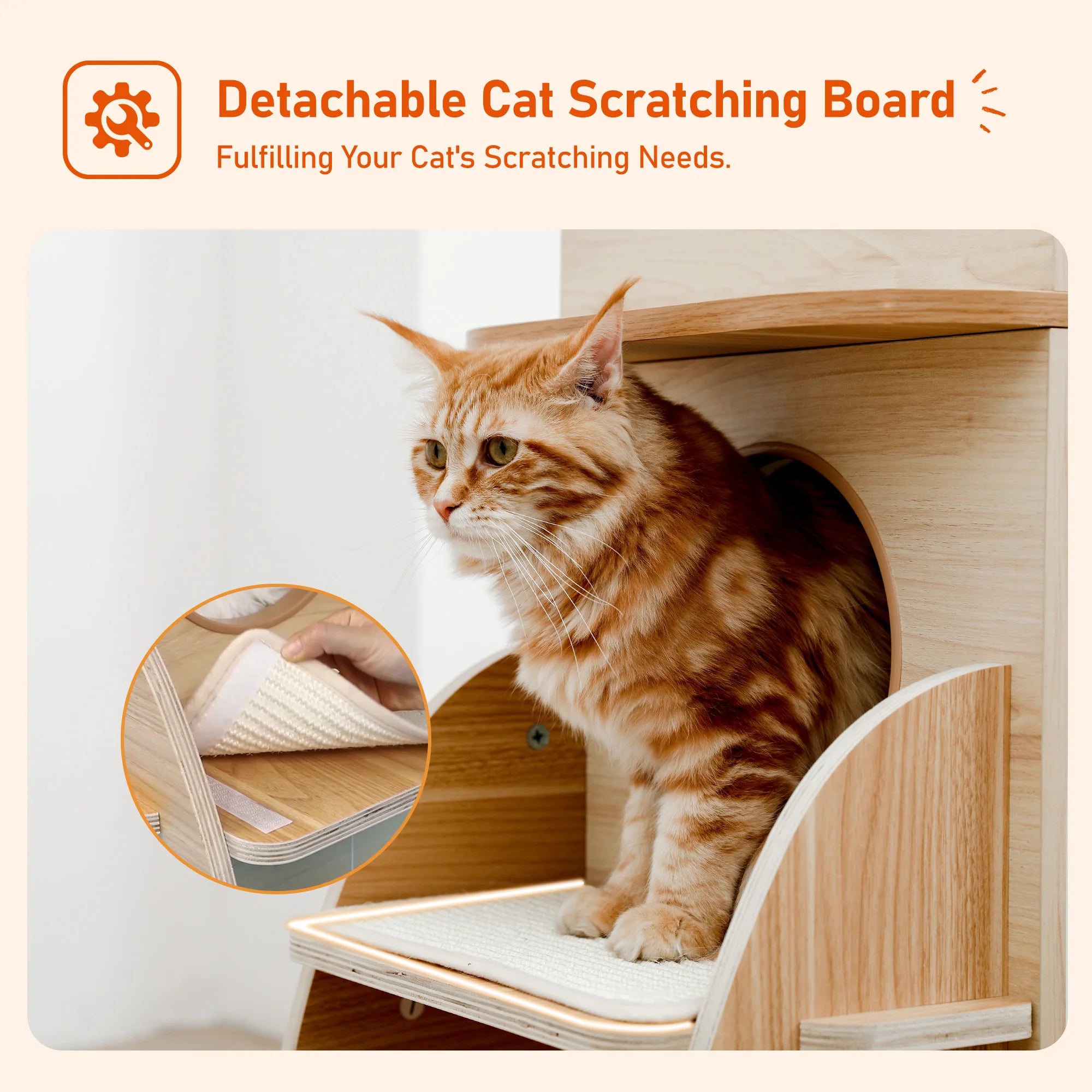 Rocket Cat Tree Tower Multilevel Scratching  Posts, Wooden Cat Tower