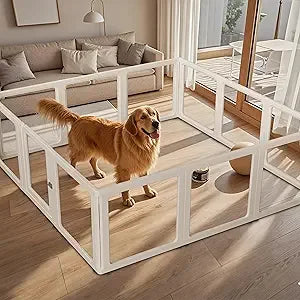 Clear Pet Playpen for Indoor Outdoor Easy to Install and Remove