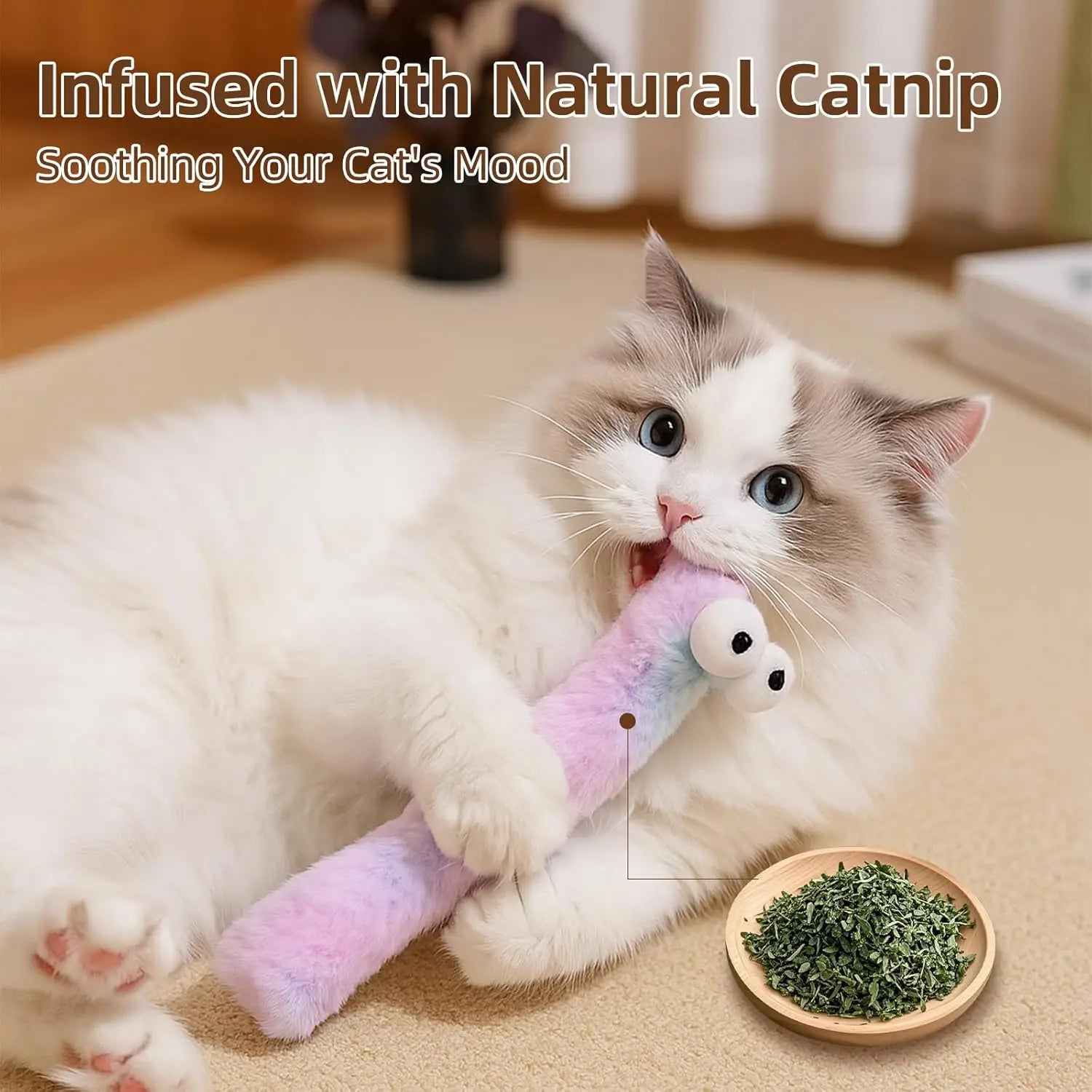 Cat Toys Pillows,3 Pack, Catnip Inside, Soft and Durable Kick Sticks with Crinkle Sound