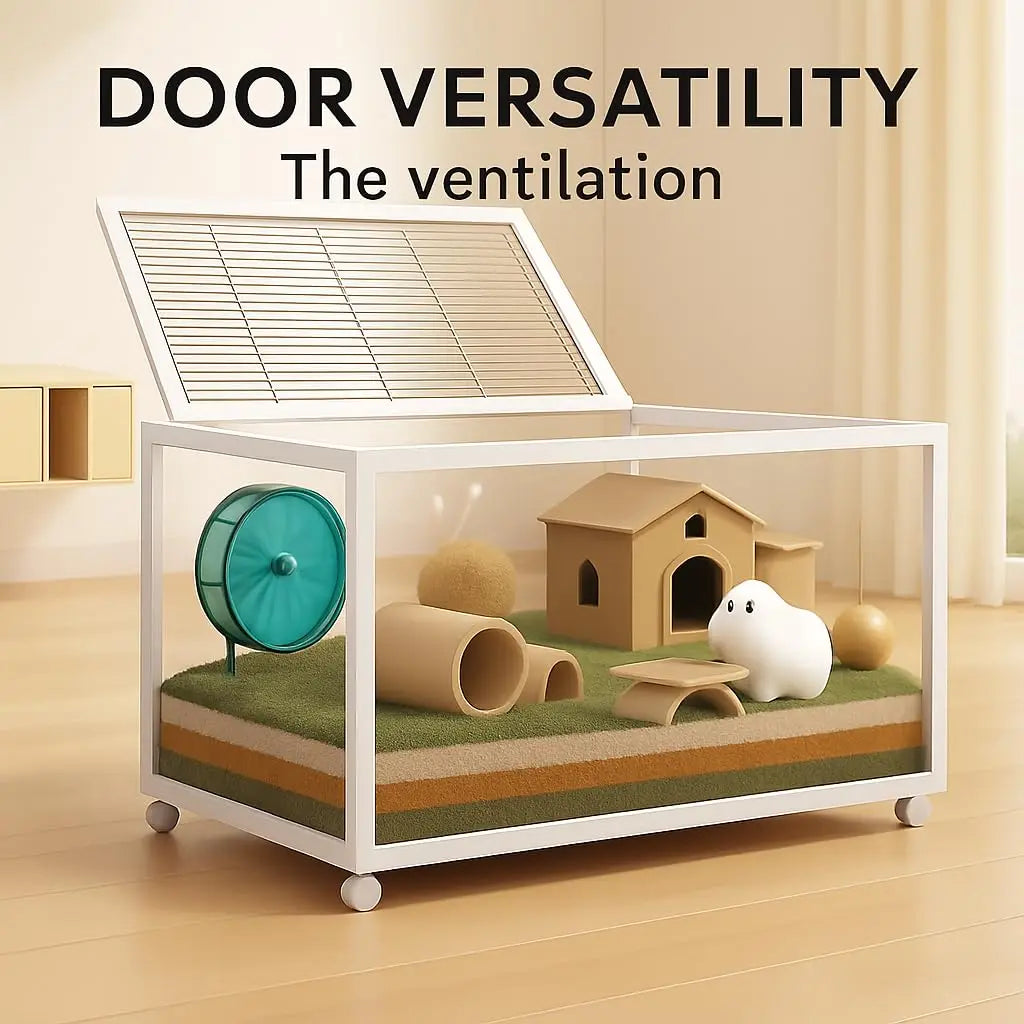,360° Viewing Transparent Hamster Habitats with Universal Wheels, Chew-Proof Dual Door